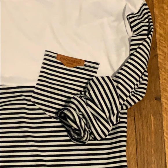 High-Low Hemmed Long Sleeved Mixed Media Shirt - Picture 2 of 3